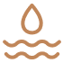 Droplet above wavy lines, black background.